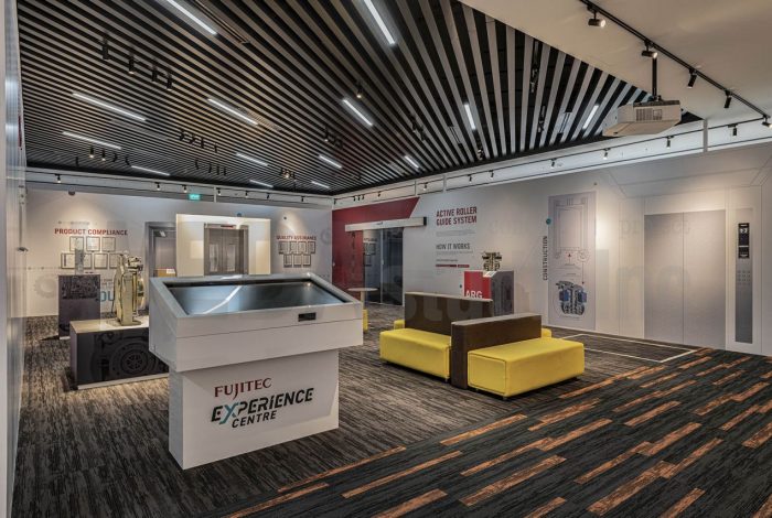 Commercial_Office_Fujitec SIngapore_Bedok_Experience Centre_Lobby_View 1_WEDA StudioInc